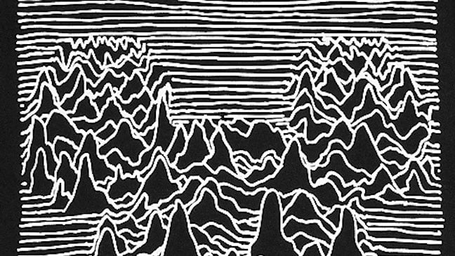 Close-up of Disney’s Mickey Mouse adaptation of the white Unknown Pleasures pulse lines