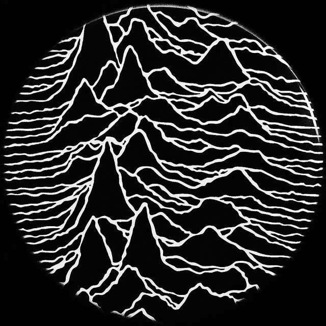 Circular Unknown Pleasures badge — reference image from Flickr