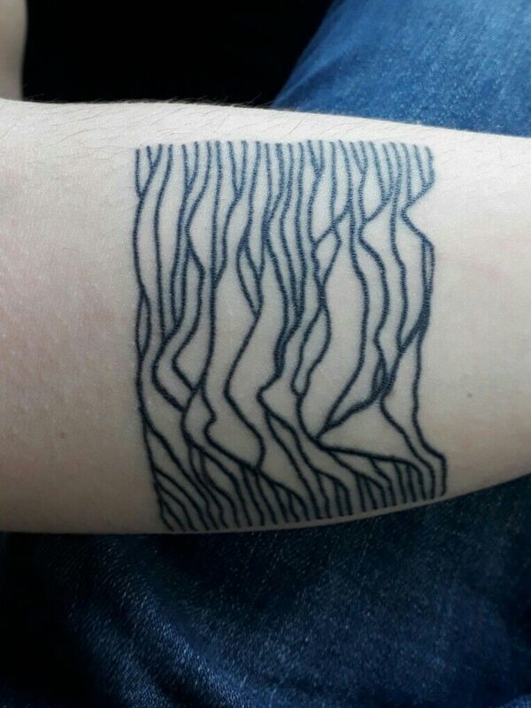 Joy Division rotated pulse tattoo — reference image from Tattoodo