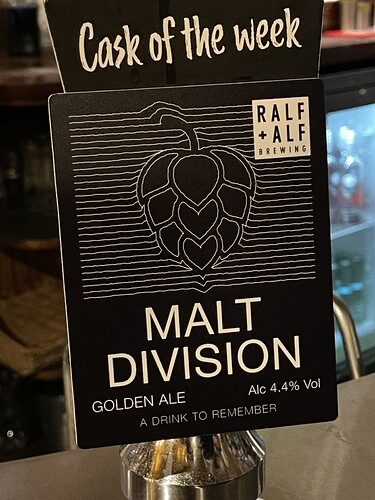 Malt Division golden ale pump clip — reference image from Flickr