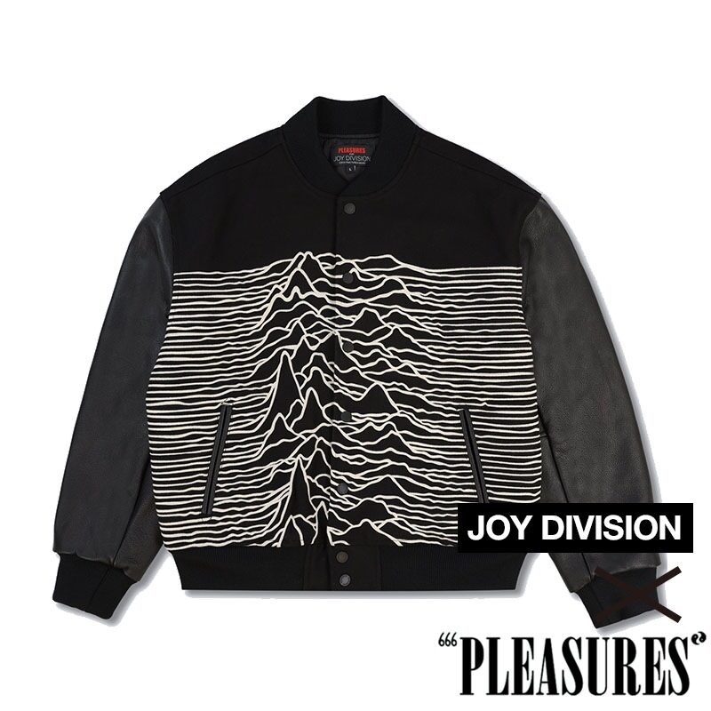PLEASURES Unknown Pleasures Varsity Jacket — reference image from After Note