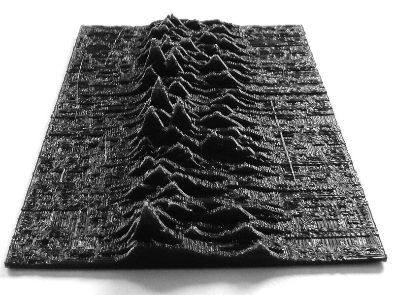 Unknown Pleasures 3D-printed relief — reference image from Thingiverse