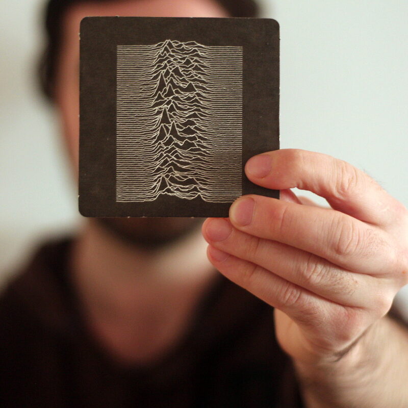 Unknown Pleasures beermat — reference image from Flickr