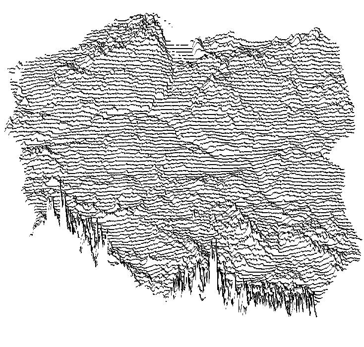 Unknown Pleasures geodata visualizer — reference image from GitHub
