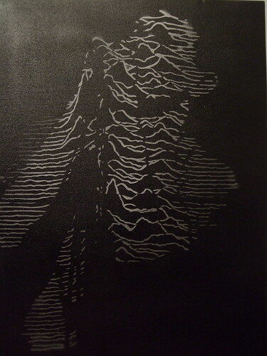 Unknown Pleasures street stencil — reference image from Flickr