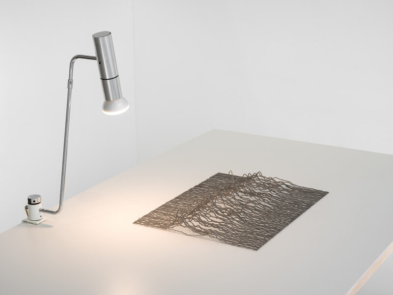 Unknown Pleasures — table, metal landscape and lamp — reference image from Galerie Tschudi