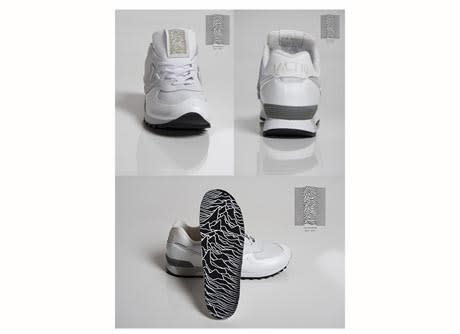 White New Balance Joy Division trainers with wave detailing and the Factory catalogue number FACT 10